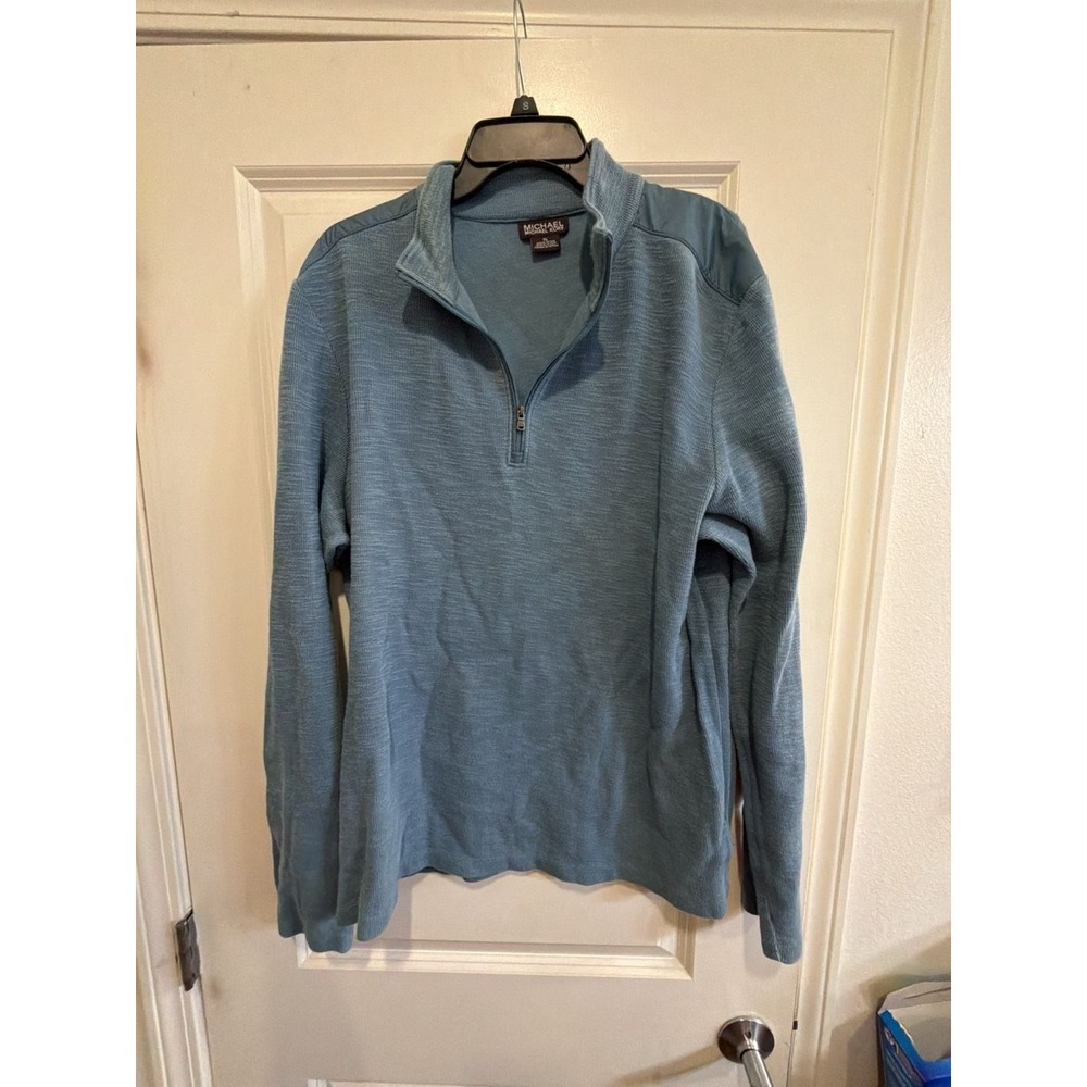 Michael Michael Kors Men's Blue Quarter-Zip Pullover Sweater